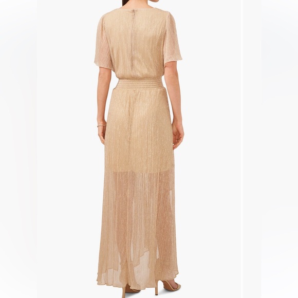 NWT Halogen V-Neck Smocked Waist Maxi Dress Gold - Picture 5 of 11